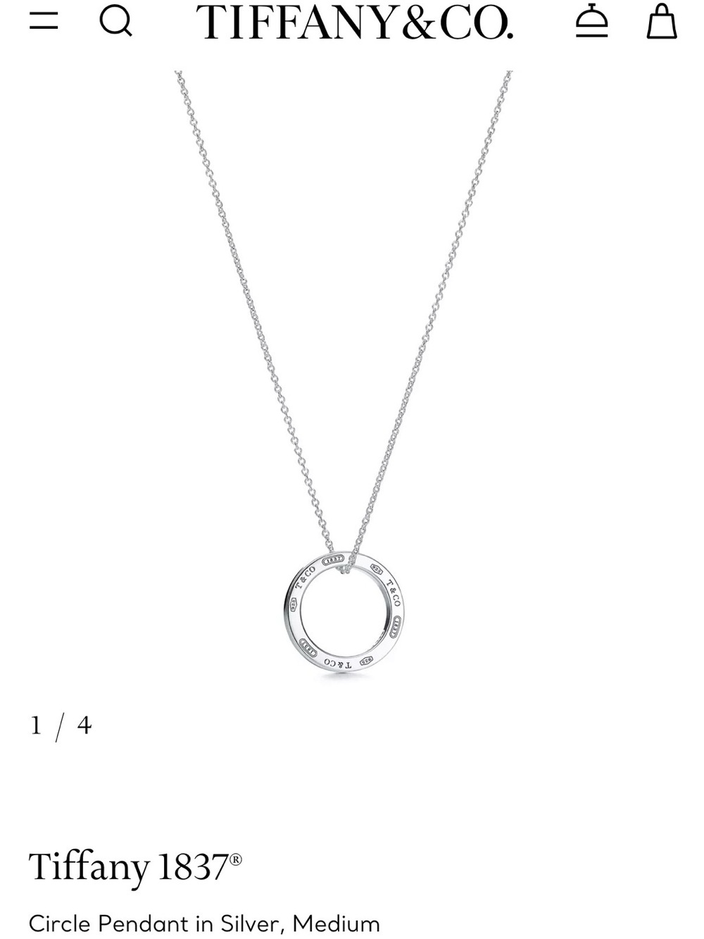 Tiffany & Co. Sterling Silver Open Circle Pendant Necklace with Blue Pouch - Picture 6 of 7